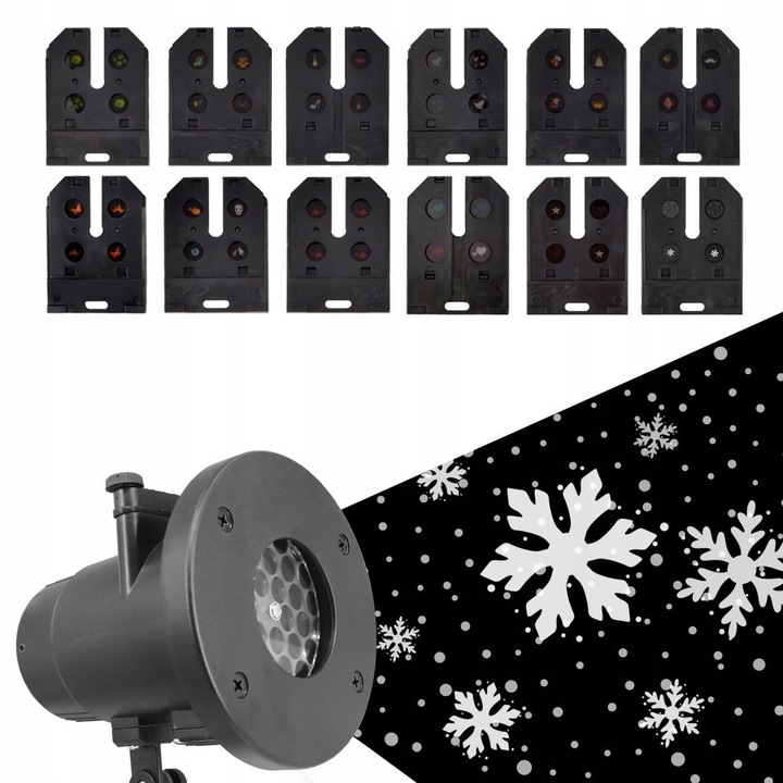 PROJEKTOR LED ŚNIEG ŚWIĄTECZNY 48 WZORÓW LASEROWY REFLEKTOR NA DOM RZUTNIK