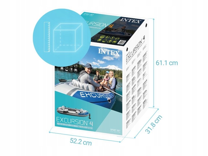 Ponton Wędkarski Excursion 4 os. Intex Pompka + Wiosła 68324 MODEL 2025