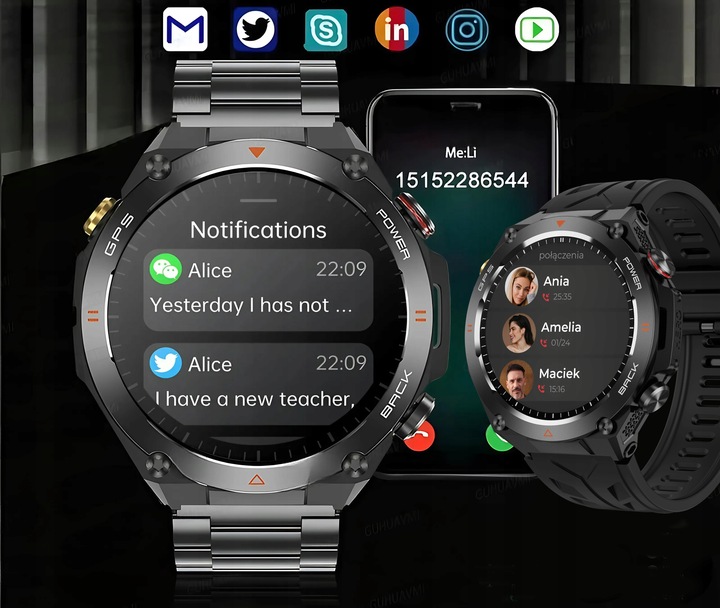SMARTWATCH Zegarek GPS BAROMETR KOMPAS CIŚNIENIOMIERZ ROZMOWY