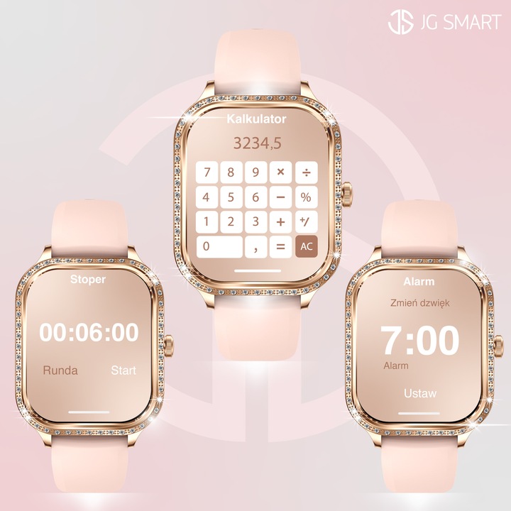 SMARTWATCH DLA KOBIETY DAMSKI ZEGAREK ROZMOWY MENU POLSKIE PULS + 3 PASKI