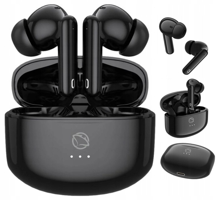 CZARNE Słuchawki Dokanałowe Bezprzewodowe MANTA Rytmo Bluetooth 5.3