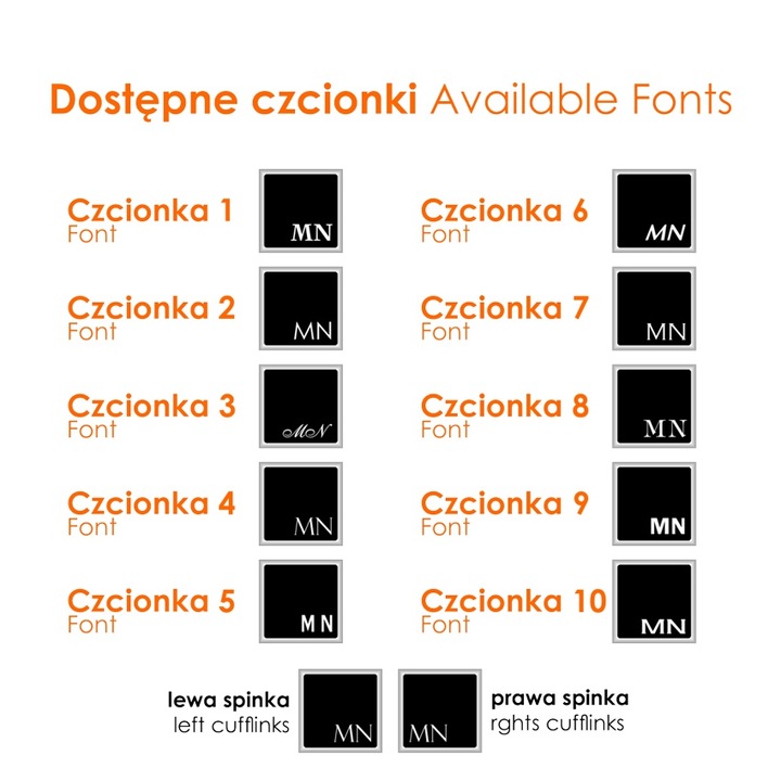 Modne spinki do mankietów z grawerem na Onyksie