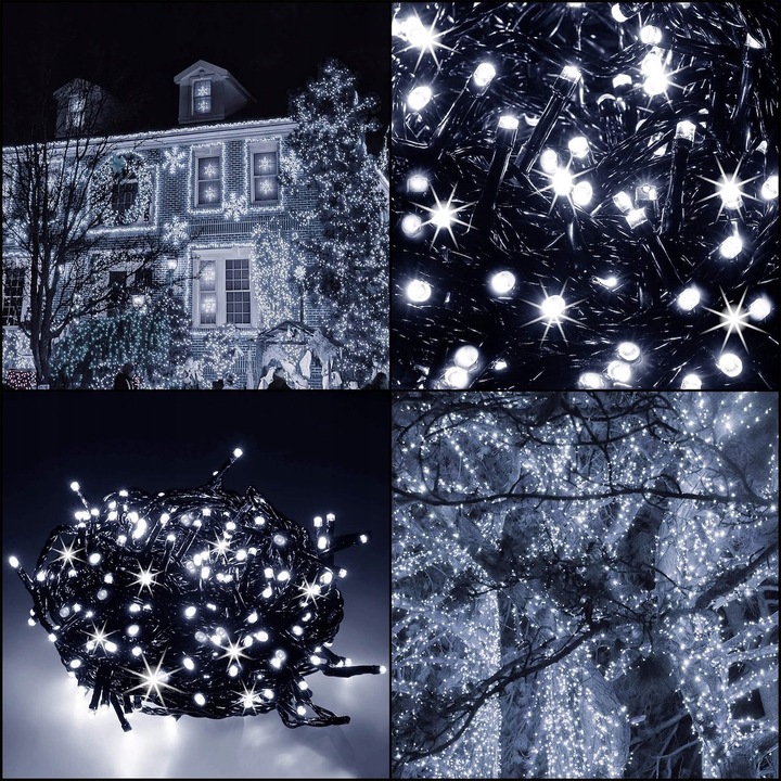 LAMPKI CHOINKOWE Z FLASH ŚWIATEŁKA 200led BIAŁE ZIMNE ZEWNĘTRZNE WEWNĘTRZNE