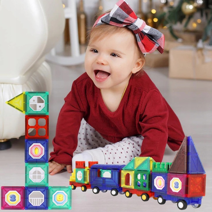 KLOCKI MAGNETYCZNE 3D Edukacyjne DUŻE PANELE Konstrukcyjne ZESTAW 72 el.