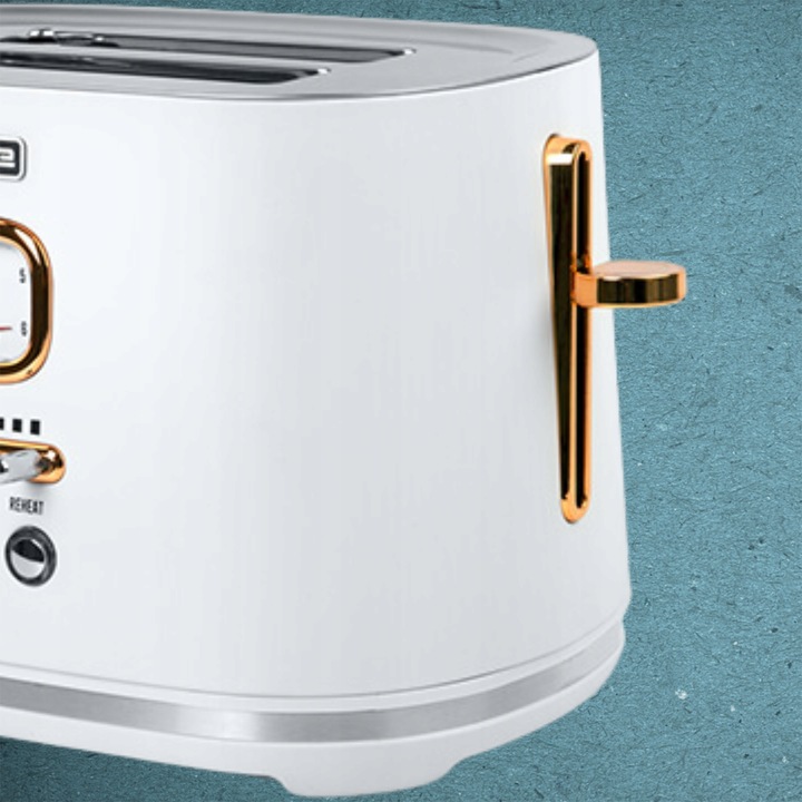TOSTER OPIEKACZ RETRO 1000W NA 2 TOSTY BIAŁY/ZŁOTE ELEMENTY MUSE MS-130W