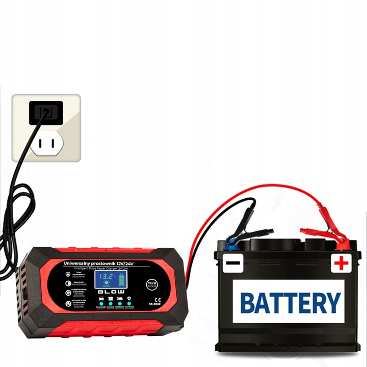 AUTOMATYCZNY INTELIGENTNY PROSTOWNIK ŁADOWARKA AKUMULATORA LCD 24V 12V 8A