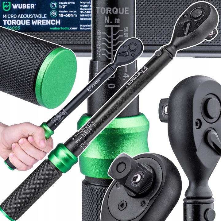 KLUCZ DYNAMOMETRYCZNY 1/2"Z BLOKADĄ 10-60NM CERTYFIKAT KALIBRACJI CR-V ETUI