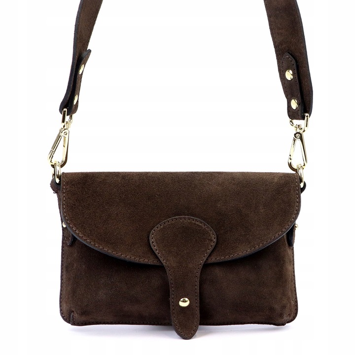 Torebka skórzana zamszowa INSTAGRAMKA HIT LUKA ciemny brąz