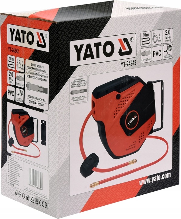 YATO WĄŻ PRZEWÓD PNEUMATYCZNY 10m NA ZWIJAKU AUTOMATYCZNYM BĘBEN ZWIJANY