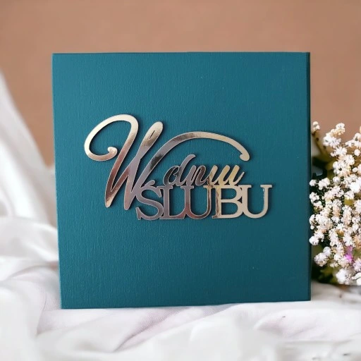 Pudełko ala koperta na pieniądze Prezent ŚLUB ślubny szmaragd pamiątka