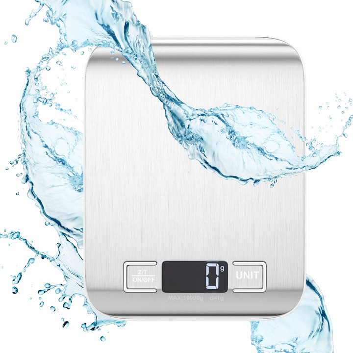 ELEKTRONICZNA PRECYZYJNA WAGA KUCHENNA DO 10KG SREBRNA LCD +BATERIE GRATIS