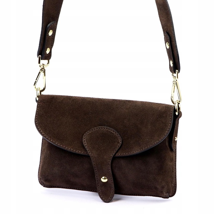 Torebka skórzana zamszowa INSTAGRAMKA HIT LUKA ciemny brąz