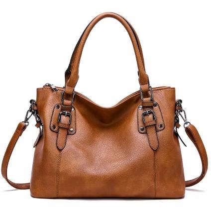 TOREBKA WOREK NA RAMIĘ brąz czarna SHOPPER DO RĘKI pasek jakość