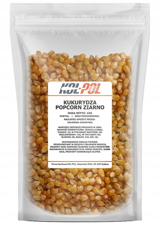 KUKURYDZA POPCORN 5kg Ziarno do prażenia bez soli | KOL-POL