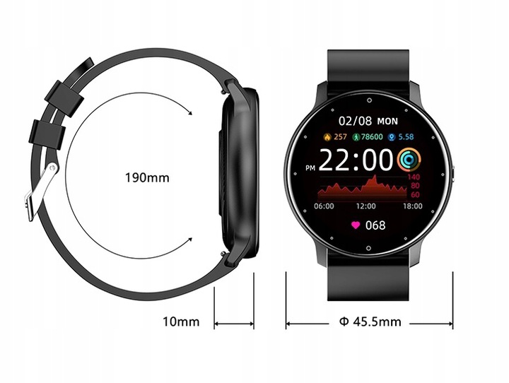 Zegarek męski MK-Tech SMARTWATCH krokomierz pulsometr czarny