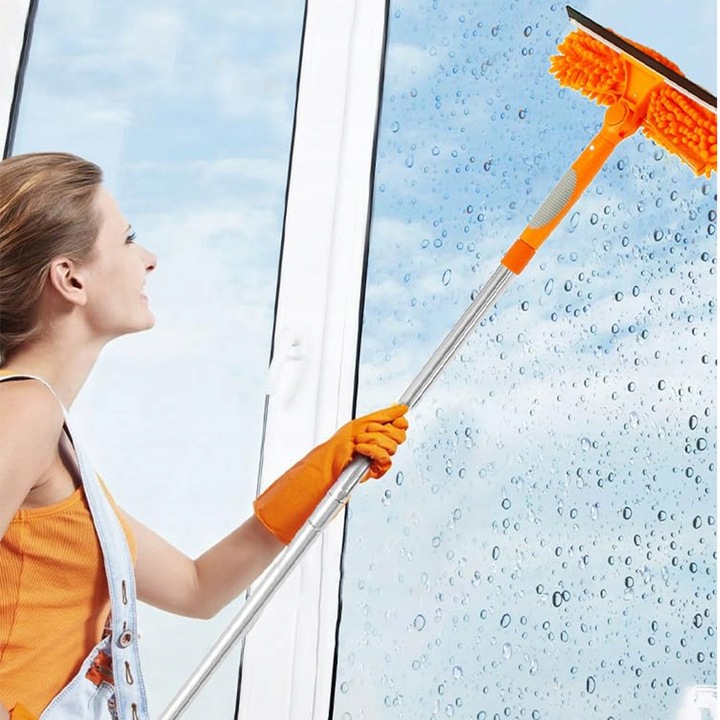 MYJKA DO OKIEN SZYB TELESKOPOWY Z ŚCIĄGACZKA WODY ZESTAW DUŻA WYSOKOŚĆ 2W1