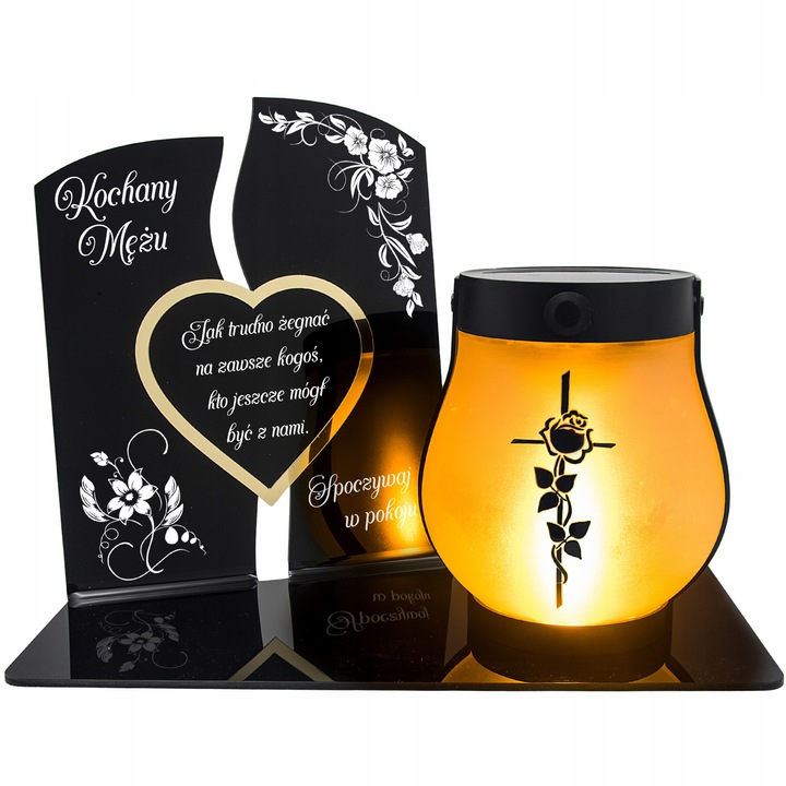 WIECZNY ZNICZ SOLARNY LED Statuetka dla MĘŻA na Grób Wszystkich Świętych