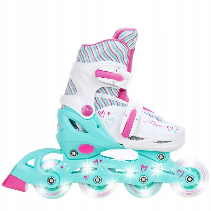 Rolki Regulowane RAVEN Loret Mint 30-33 Kółka LED