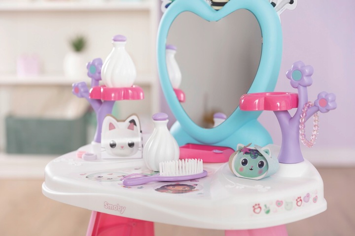 KOCI DOMEK GABI TOALETKA Z LUSTREM TABORET SALON PIĘKNOŚCI + 10 AKCESORIÓW