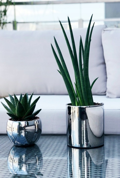 Doniczka Osłonka Ceramiczna Walec Srebrny Do Kwiatów i Kompozycji 15 cm