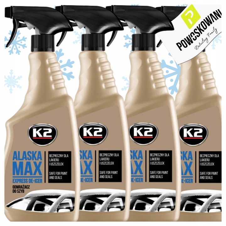K2 ALASKA MAX 700 ml ODMRAŻACZ DO SZYB SAMOCHODOWYCH ZESTAW ZIMOWY 4 SZTUKI