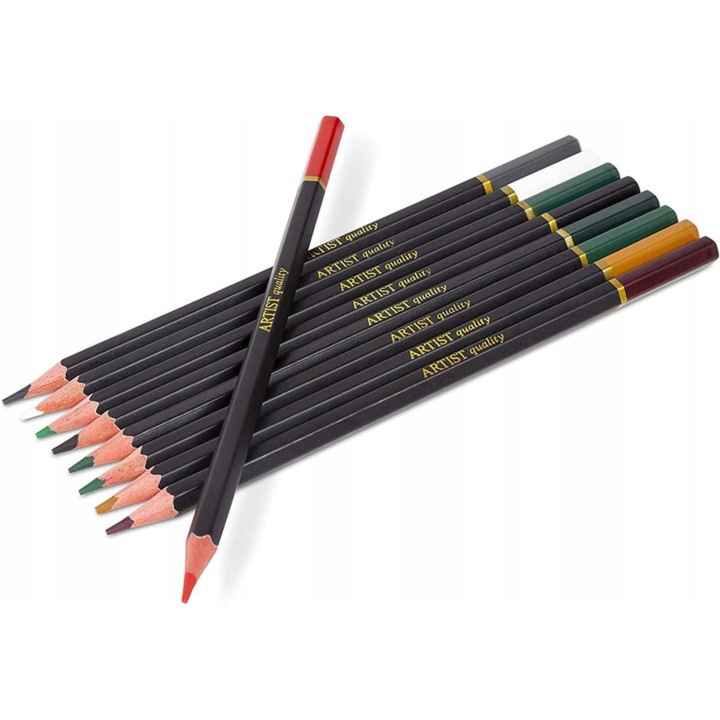 KREDKI OŁÓWKOWE PROFESJONALNE MIĘKKIE ZESTAW DO RYSOWANIA KREDEK 46 KOL