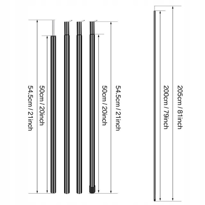 2X 2M TYCZKI NAMIOTOWE TELESKOPOWY REGULOWANY TYCZKA DO BALDACHIMU