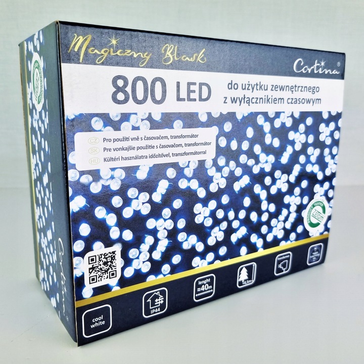 LAMPKI CHOINKOWE 800 LED TIMER ATEST ZEWNĘTRZNE NA CHOINKĘ CHOINKA BIAŁE