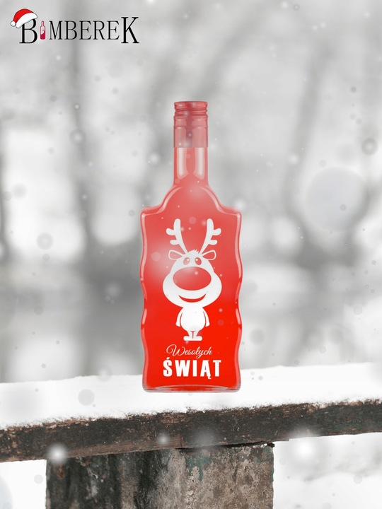 10x Butelki Szklane FALA 500ml z NADRUKIEM ŚWIĄTECZNYM na Prezent Nalewki