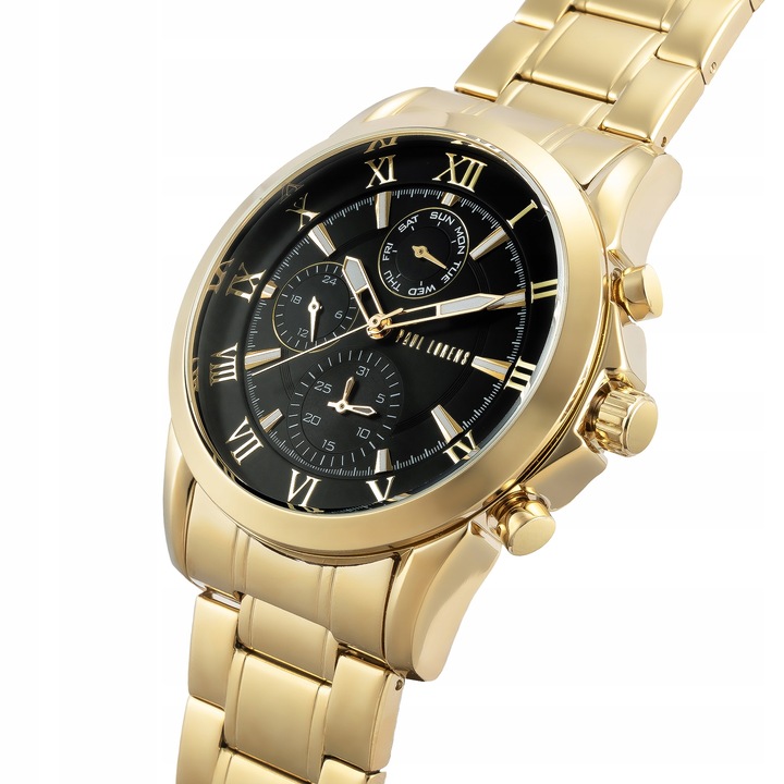 Zegarek męski Paul Lorens NEXTON multi-datownik ZŁOTY stylowy BOX+ GRAWER