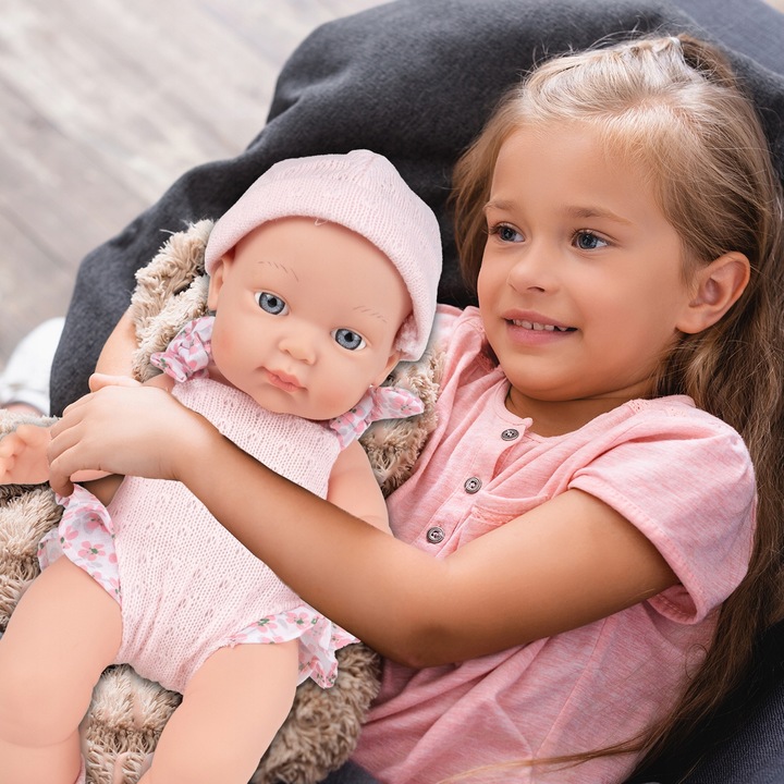 LALKA BOBAS NIEMOWLAK ŚLICZNA RÓŻOWE UBRANKO BUTELKA AKCESORIA DLA DZIECI