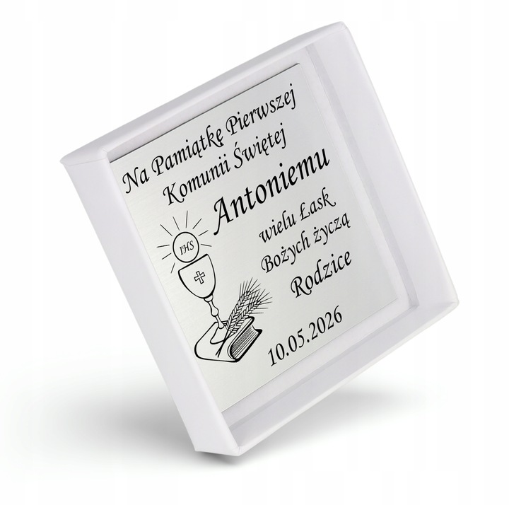 Łańcuszek Medalik Komunijny Srebrny Matka Boska do Komunii Chrztu ze Srebra