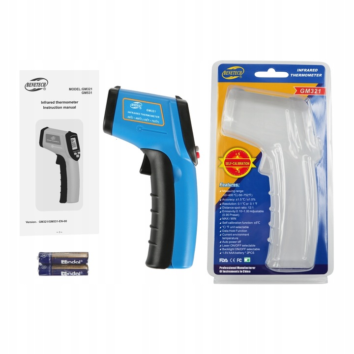 PIROMETR TERMOMETR LASEROWY BEZDOTYKOWY NA POCZERWIEŃ EMISYJNOŚĆ -50+400°C