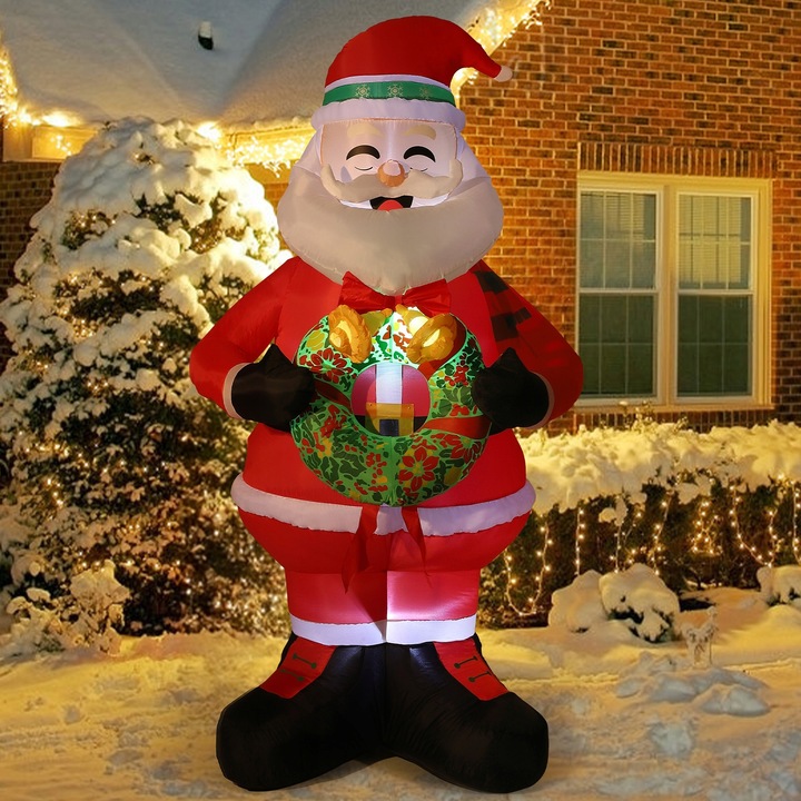 Dekoracje świąteczne Nadmuchiwany wieniec trzymający Świętego Mikołaja, 240