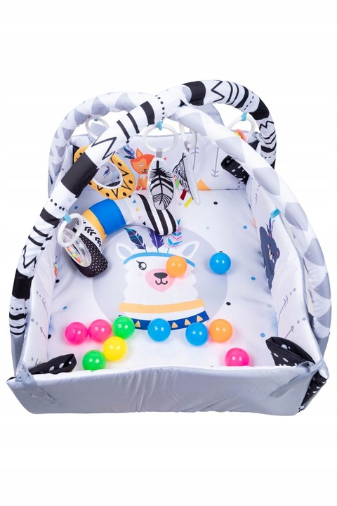 Duża interaktywna edukacyjna dwustronna mata dla niemowląt 3w1 lama