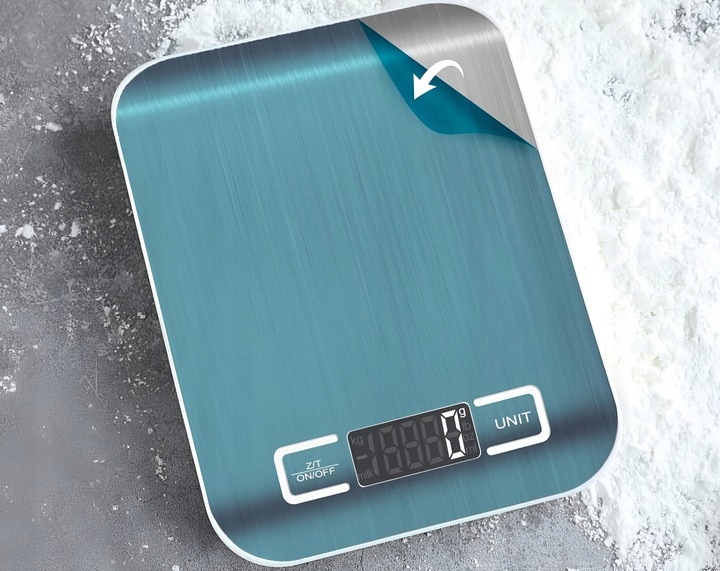 WAGA KUCHENNA elektroniczna precyzyjna WAGA wyświetlacz LCD 5000g SREBRNA