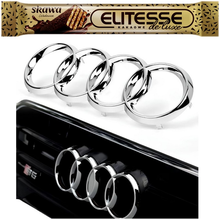 EMBLEMAT ZNACZEK logo AUDI przód Maski A3 A4 A5 A6 273x94mm PREMIUM MP251