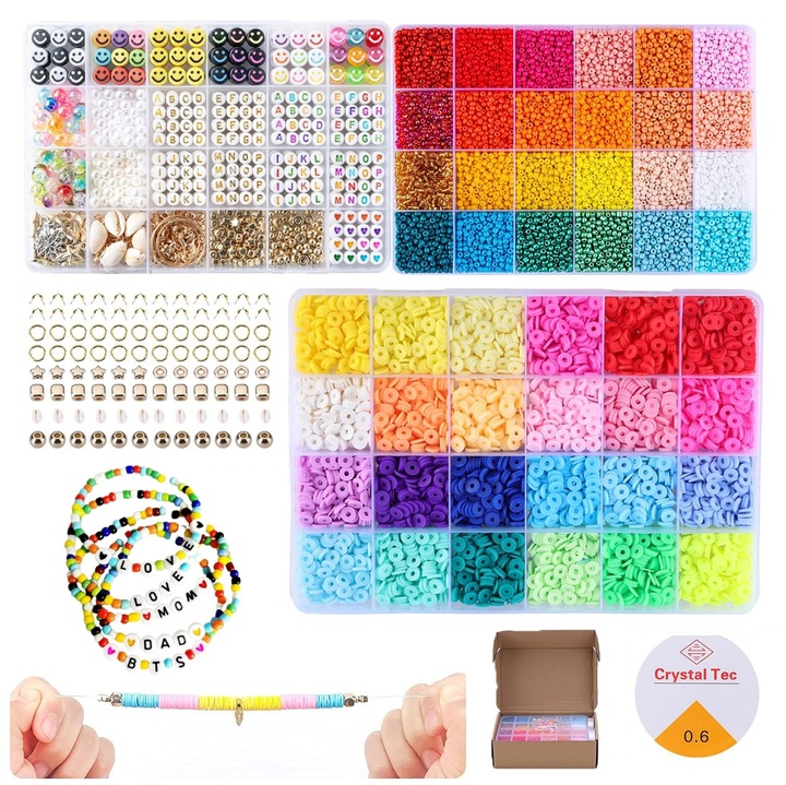 OGROMNY Zestaw do Robienia Biżuterii Bransoletek Literki Buźki Charmsy XXL