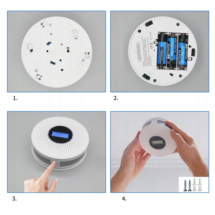 Czujnik czadu i dymu detektor tlenku węgla CO LCD JKD-512COM CE
