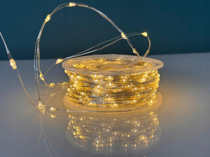 Lampki Choinkowe 1000 LED Mikro Drucik 100m Ciepły Biały IP65 Pilot