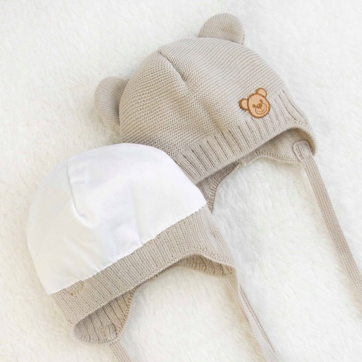 Czapka CZAPECZKA NIEMOWLĘCA dla niemowlaka Z USZAMI wiosna jesień 38-40