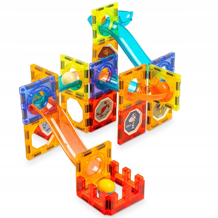 KLOCKI MAGNETYCZNE KONSTRUKCYJNE ŚWIECĄCY TOR PANELE 75 elementów