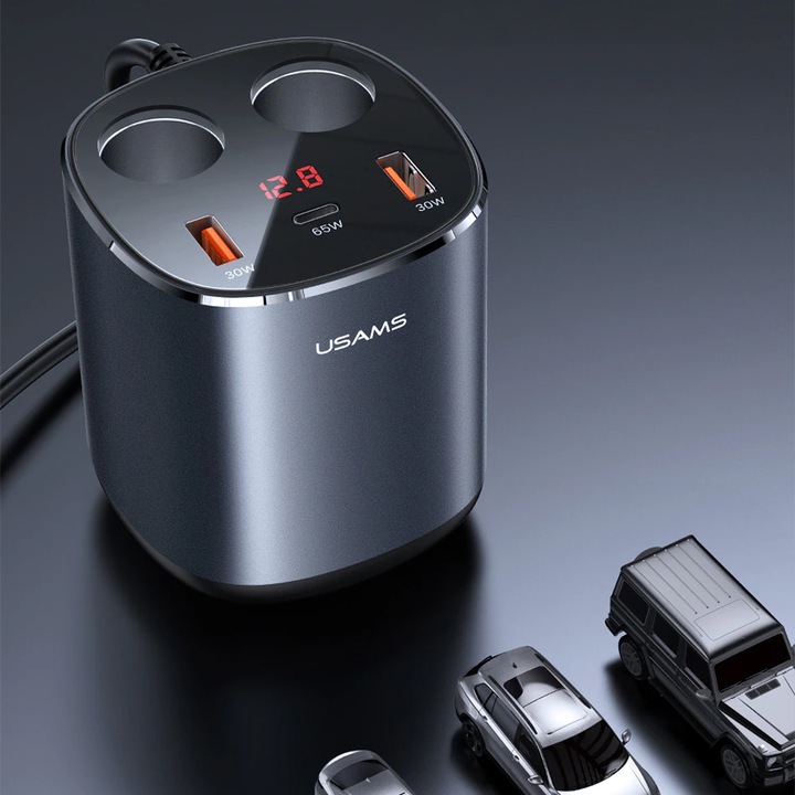 ROZGAŁĘŹNIK + ŁADOWARKA DO AUTA 2x USB USB-C 245W