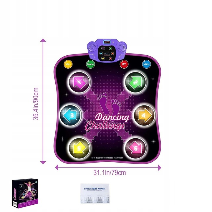 MATA DO TAŃCZENIA TANCA MUZYCZNA BLUETOOTH Z PODŚWIETLANYMI STRZAŁKAMI
