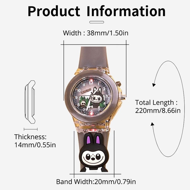zegarek LABUBU ledowy ŚWIECĄCY dziecięcy młodzieżowy modny wskazówkowy