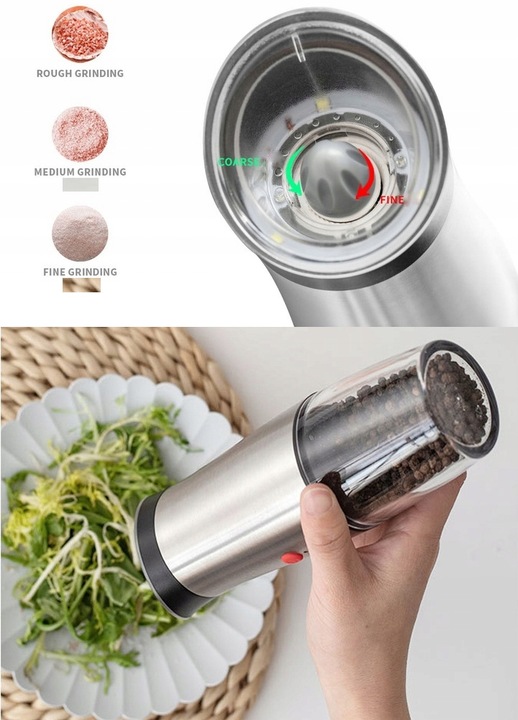 ZESTAW MŁYNKÓW GRAWITACYJNYCH DO PIEPRZU SOLI LED