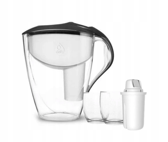 Dzbanek filtrujący Dafi Astra led czarny + 2 szklanki + 1 wkład