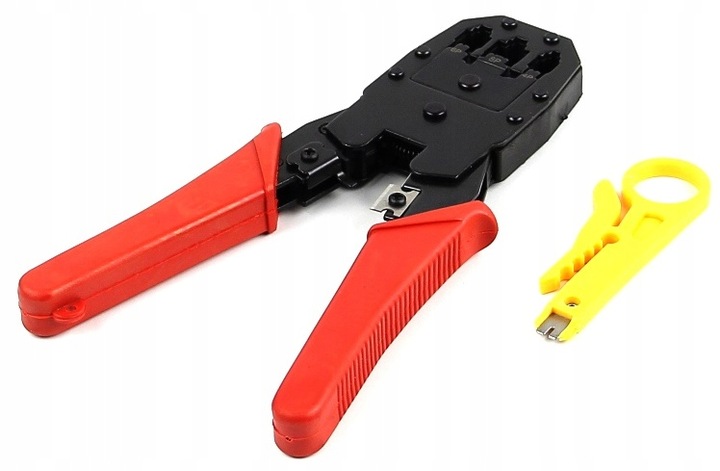 Zaciskarka Wtyków Skrętki Kabli RJ45 + Złącza 25x Wtyk RJ-45 do Zaciskania