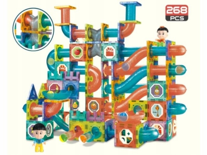 KLOCKI MAGNETYCZNE, TOR KULKOWY DLA KULEK 268 ELEMENTY KULODROM