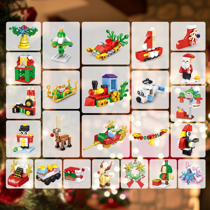 KALENDARZ ADWENTOWY DLA DZIECI KLOCKI ŚWIĄTECZNE 50w1 MIKOLAJ FIGURKA 609el